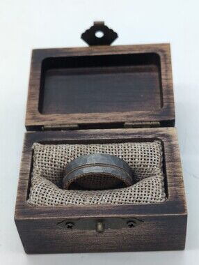 Men's Gray Zeus Hammered Tungsten Carbide Guitar String Ring By Lux Sz 12